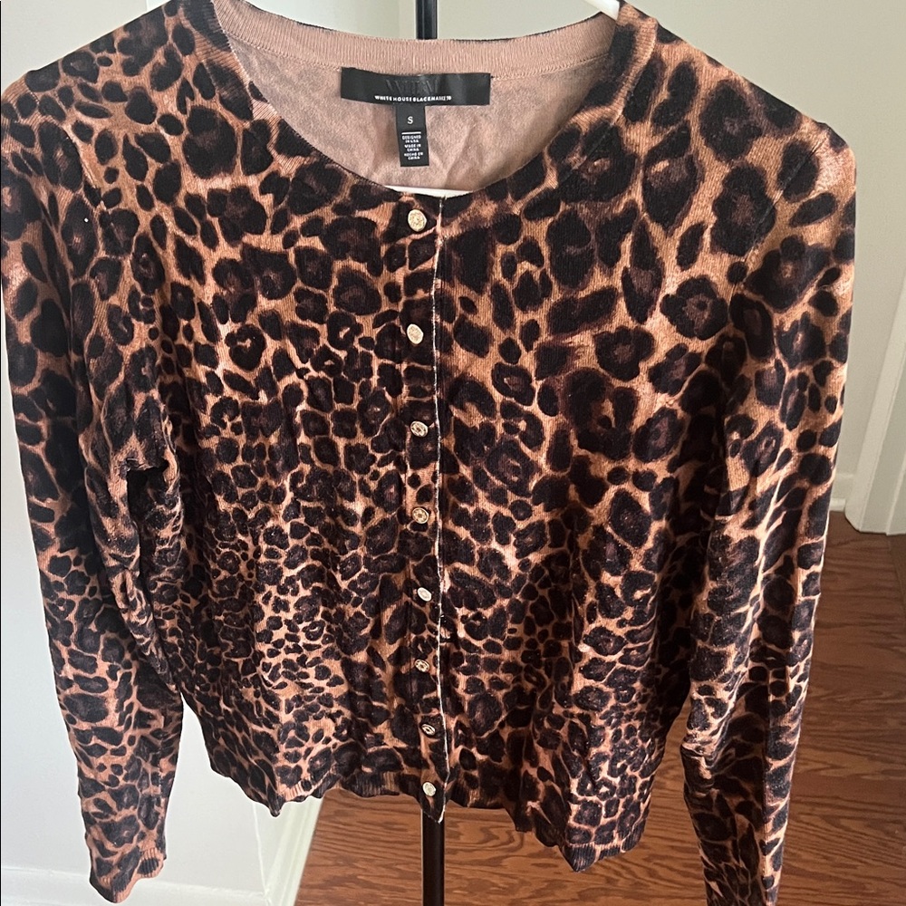 White House Black Market Animal Print Cardigan